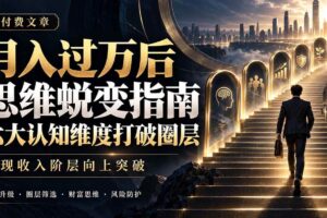 （21210期）付费文章：月入过万后思维蜕变指南，六大认知维度打破圈层，实现收入阶层向上突破