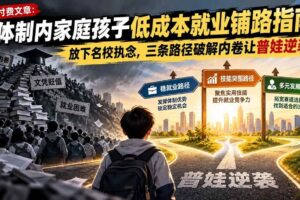 （21231期）付费文章：体制内家庭孩子低成本就业铺路指南，放下名校执念，三条路径破解内卷让普娃逆袭