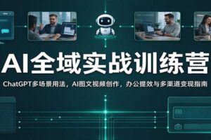 AI全域实战训练营:ChatGPT多场景用法,AI图文视频创作,办公提效与多渠道变现指南