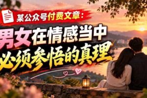 某公众号付费文章:男女在情感当中必须参悟的真理