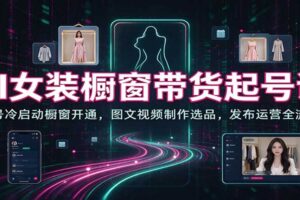 AI女装橱窗带货起号课:账号冷启动橱窗开通,图文视频制作选品,发布运营全流程