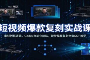 短视频爆款复刻实战课:素材拆解逻辑,Codex自动化玩法,即梦视频复刻全套SOP教学