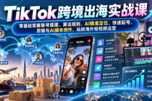 TikTok跨境出海实战课:零基础掌握账号搭建、算法规则、AI精准定位、快速起号、剪辑与AI脚本创作,玩转海外短视频运营(更新1030)