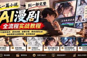 (21262期)从一篇小说到一部完整AI漫剧:学习版权选本、剧本改编、故事分镜、角色场景生成、动态视频与后期剪辑