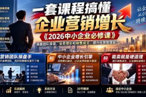 （21269期）一套课程搞懂企业营销增长《2026中小企业必修课》涵盖团队操盘、业务增长和销售成交，提升经营管理能力
