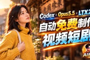 【无水印】Codex出图+免费LTX-2.5生成视频，Claude Opus 5.5全自动剪出1分钟情感短剧《停了的表》